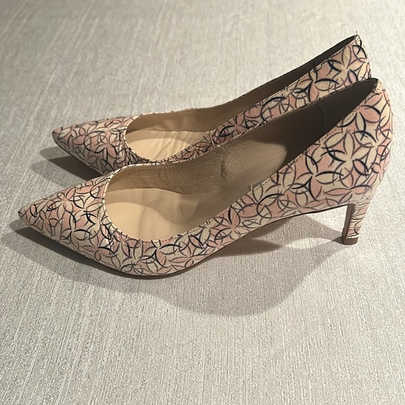 L.K Bennet London Floral Print Cream & Pink Heels - Picture 4 of 8